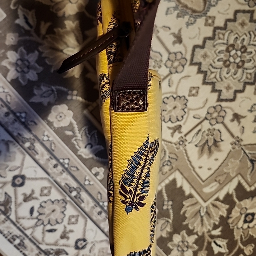 Lucky Brand padded Laptop Canvas Bag carry/crossbody blue feather pattern rare! - Picture 11 of 16